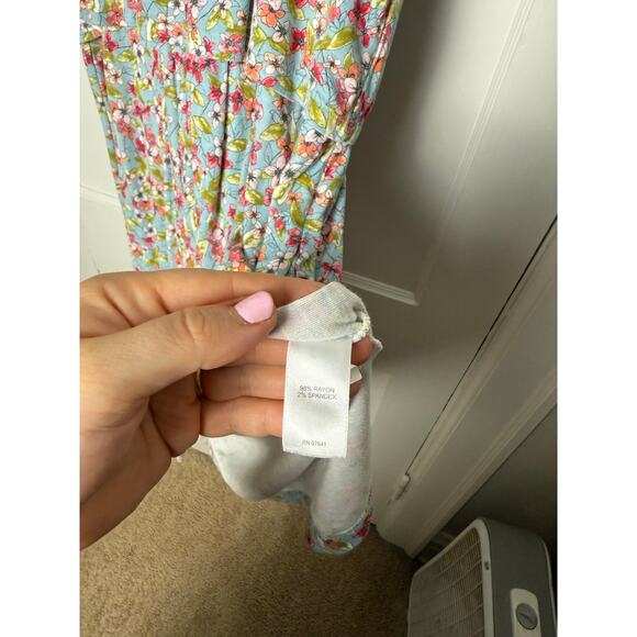 J. Jill Blue Ditsy Floral Jersey Knit Short Sleeve Casual Dress Button Back XL - Picture 8 of 10